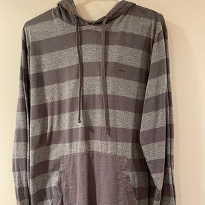 RVCA Men’s Gray Stripe Hoodie Lightweight Size Large